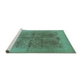 thumbnail image 2 of Ahgly Company Machine Washable Indoor Square Oriental Turquoise Blue Industrial Area Rugs, 6' Square, 2 of 4