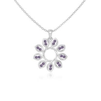 Natural Amethyst Flower Pendant Necklaces for Women in Sterling Silver, February Birthstone Jewelry Gifts for Her Birthday, Wedding Anniversary, Graduation, Christmas, Mothers Day, Valentines