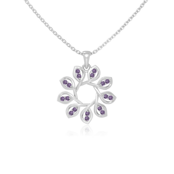 Natural Amethyst Flower Pendant Necklaces for Women in Sterling Silver, February Birthstone Jewelry Gifts for Her Birthday, Wedding Anniversary, Graduation, Christmas, Mothers Day, Valentines
