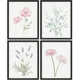 thumbnail image 3 of PixonSign 4 PCS Floral Framed Wall Art Adhesive Canvas Poster Lavender Rose Daisy Cornflower Nature Wilderness Digital Modern Art Multicolor Botanical Elements Home Decorative - 8"x10" Black, 3 of 5