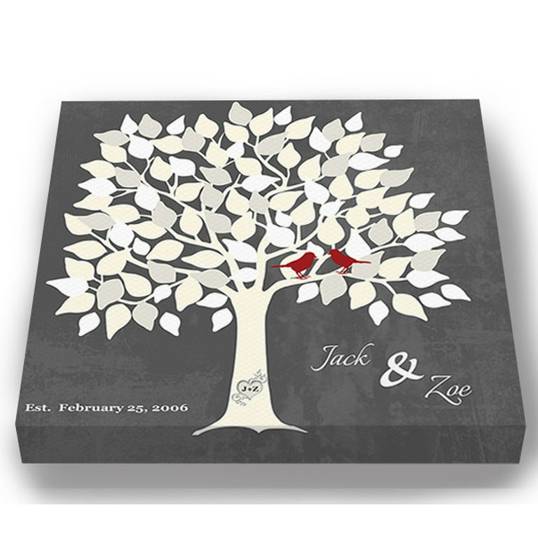 Muralmax Personalized Wedding Tree Guest Book - Unique & Memorable Alternative Way for 100-150 Signatures for Canvas Wall Decor - One of A Kind Bridal