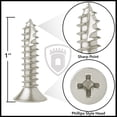 thumbnail image 4 of Cauldham Satin Nickel Wood Screws #9 x 1 Inch for Door Hinges - 25 pack, 4 of 7
