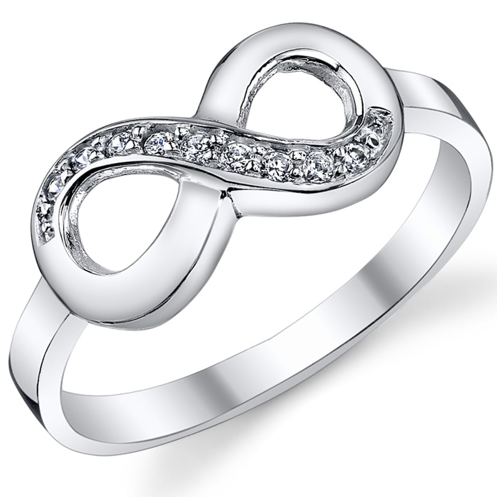 JWEIMIN1982 Women Jewelry Genuine 925 Sterling Silver CZ Infinity Ring in Size 5