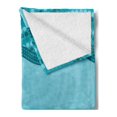 thumbnail image 2 of Seafoam Soft Flannel Fleece Blanket, Wavy Dotted Pattern with Australian Aboriginal Design Tribal Kakadu, Cozy Plush for Indoor and Outdoor Use, 60" x 80", Teal Seafoam Petrol Blue, by Ambesonne, 2 of 5