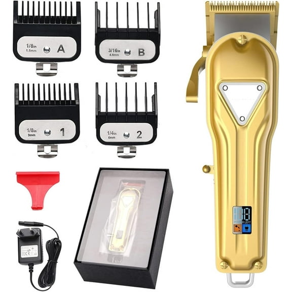 20W Powerful Electric Hair Clippers for Men Barber Trimmer Cordless Cutter Haircut Machine Grooming Kit All Metal Body Hair Care and Styling(Golden Boxes,US Plug)
