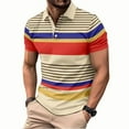thumbnail image 2 of Men's Polos Short Sleeve Red And Blue Stripe Streak Lapel Short Sleeve Pol Shirt Fallow Color Contrast Pol Shirt, 2 of 3