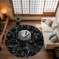 thumbnail image 2 of Abstract Style Washable Area Rug&nbsp;3 ft Black Modern Simple Character Line Soft Round&nbsp;Rugs for Living Room, Non Slip Carpet for Bedroom&nbsp;Entryway Dining Room, 2 of 9