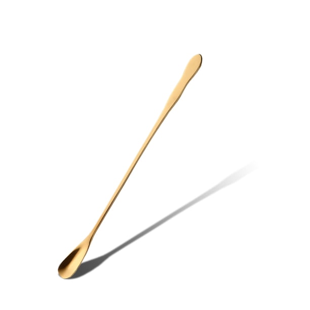 Naiovety Cuchara mezcladora de acero inoxidable con mango largo, cuchara de té reutilizable hecha a mano, cucharas para revolver, lavable, Cocina y Comedor oro Escribe un