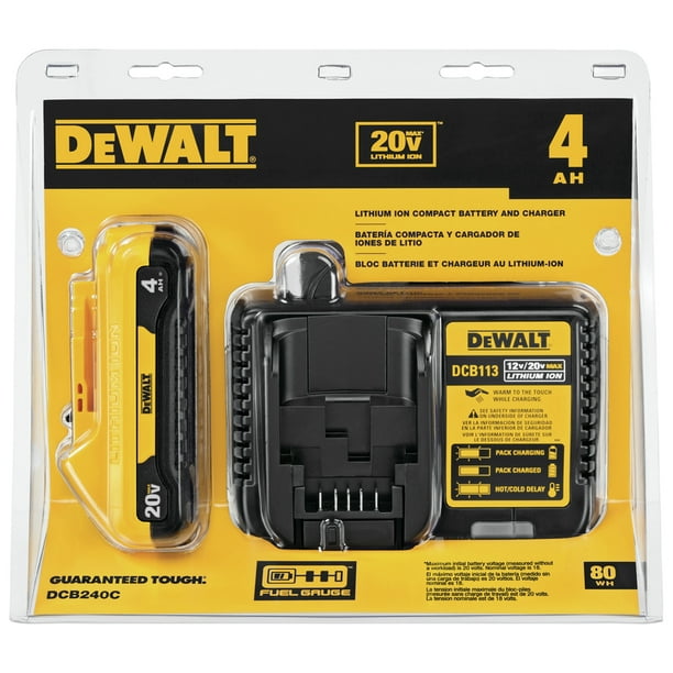 DeWalt 20V MAX 20 volt 4 Ah LithiumIon Compact Battery and Charger