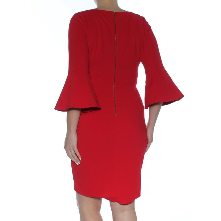 Calvin klein red bell sleeve dress hot sale