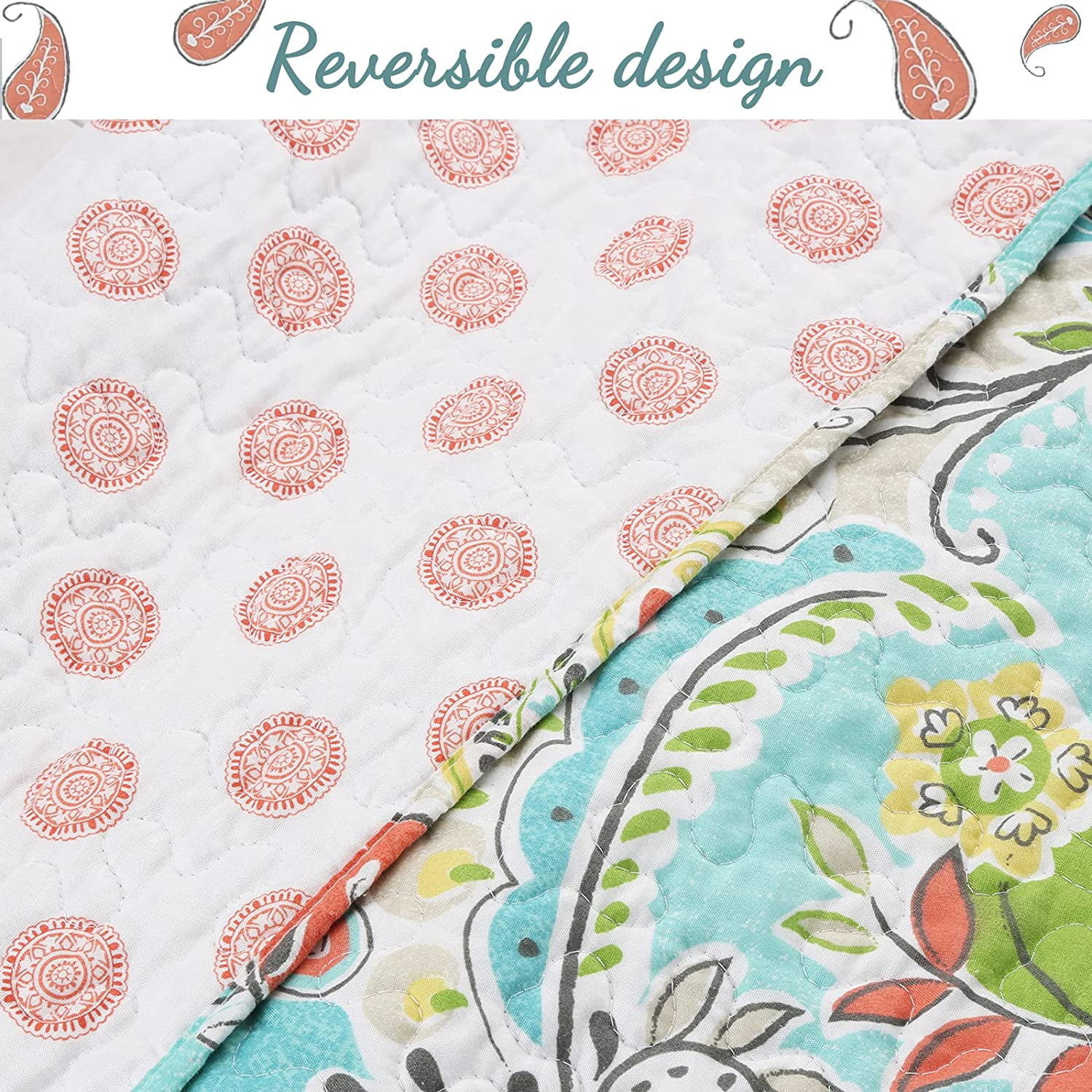 Porch & Den  Bajada Paisley Reversible Quilt Bedding Set Queen 6 Piece