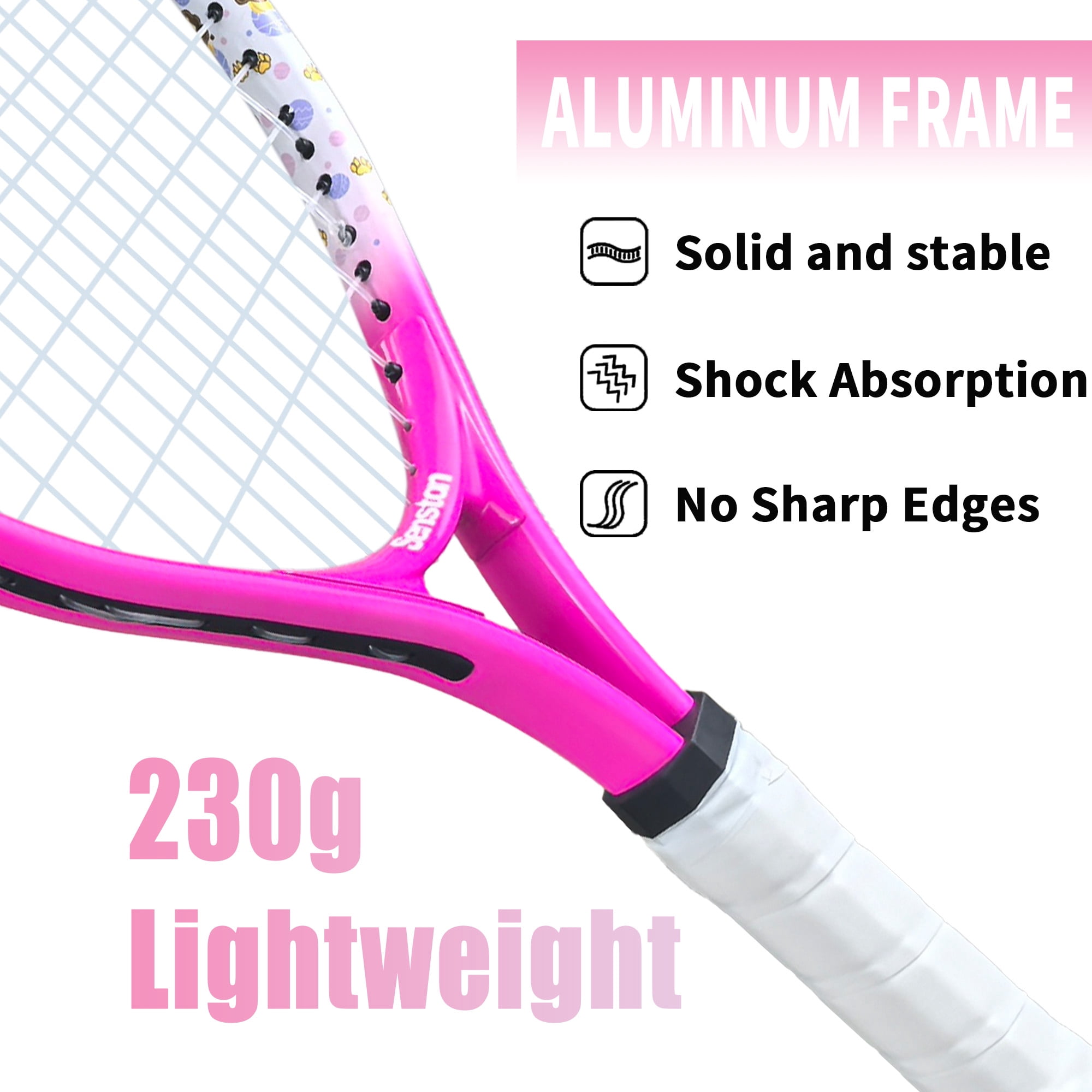 Senston Kids Tennis Racket Set (17 & 23 Inch) - 1 Pack Junior Tennis Racquet, Lightweight Aluminum Frame, Includes Cover