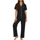 thumbnail image 3 of TaTaai Women's Short Sleeve Blouse and Pants Set V-Neck Turn Down Collar Design with Chest Pocket and Elastic Waist Trousers Solid Color Two Piece Casual Wear Gift, 3 of 6