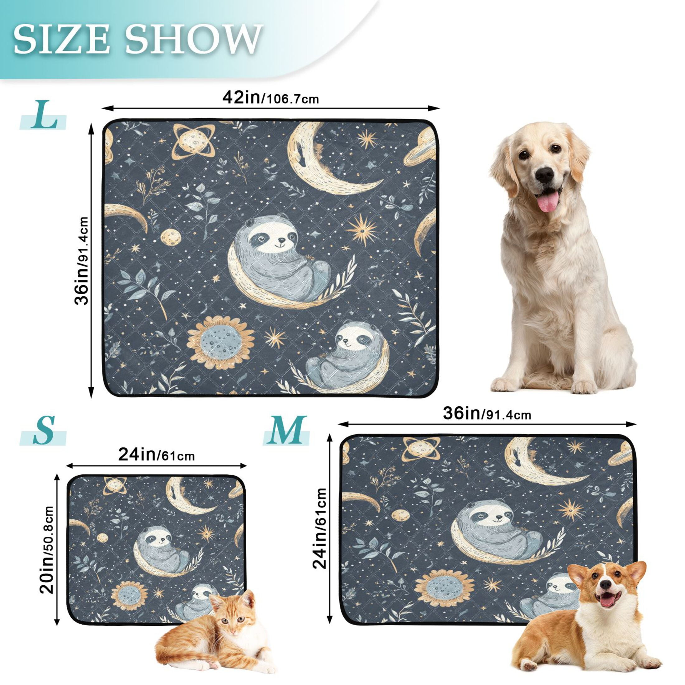 Qxltty Illustration Of Cute Sloth in Space Cat litter Pads Pet Set of 3 Diaper Mats Center Anti-leakage Layer Absorbent Soft and Comfortable
