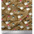 thumbnail image 1 of Soimoi Polyester Crepe Fabric Cup,Candies & Cupcake Food Fabric Prints by Yard 42 Inch Wide, 1 of 1
