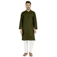 thumbnail image 1 of Atasi Indian Mens 2 Piece Kurta Pajama Set Henley NeckCasual Long Kurta, 1 of 7