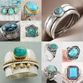 thumbnail image 2 of K-KED 925 Silver Rings Women Turkish Handmade Ring Wedding Party Delicate Jewelry Size 6-10-Turquoise-12, 2 of 8
