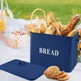 thumbnail image 3 of Bread Box for Kitchen Countertop, Vesteel Metal Bread Bin Holder for Modern Classic Farmhouse, Extra Large & High Capacity Storage Container - 13" x 9.8" x 7.3" - Holds 2+ Loaves, Navy Blue, 3 of 7