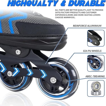 MammyGol Adjustable Inline Skates For Adults & Teens | Size 9-11 US With 76-90mm Wheels & ABEC-7 Bearings