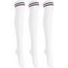 Lian LifeStyle Women's 3 Pairs Adorable Comfortable Soft Thigh High Over Knee High Cotton Socks Size 6-9 L1023(White)