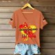 thumbnail image 4 of Women's Germany Football Graphic T-Shirt, V-Neck Casual Letter Print T-Shirt, Fashion Short Sleeve Graphic Tee, Summer Daily Lightweight Tops for Soccer Tournament 2026 Saffron Size: M, 4 of 4