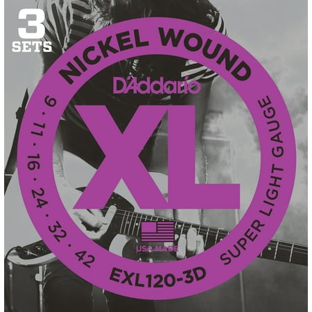 D'Addario EXL120-3D Nickel Wound Electric Guitar Strings, Super Light, 09-42, 3