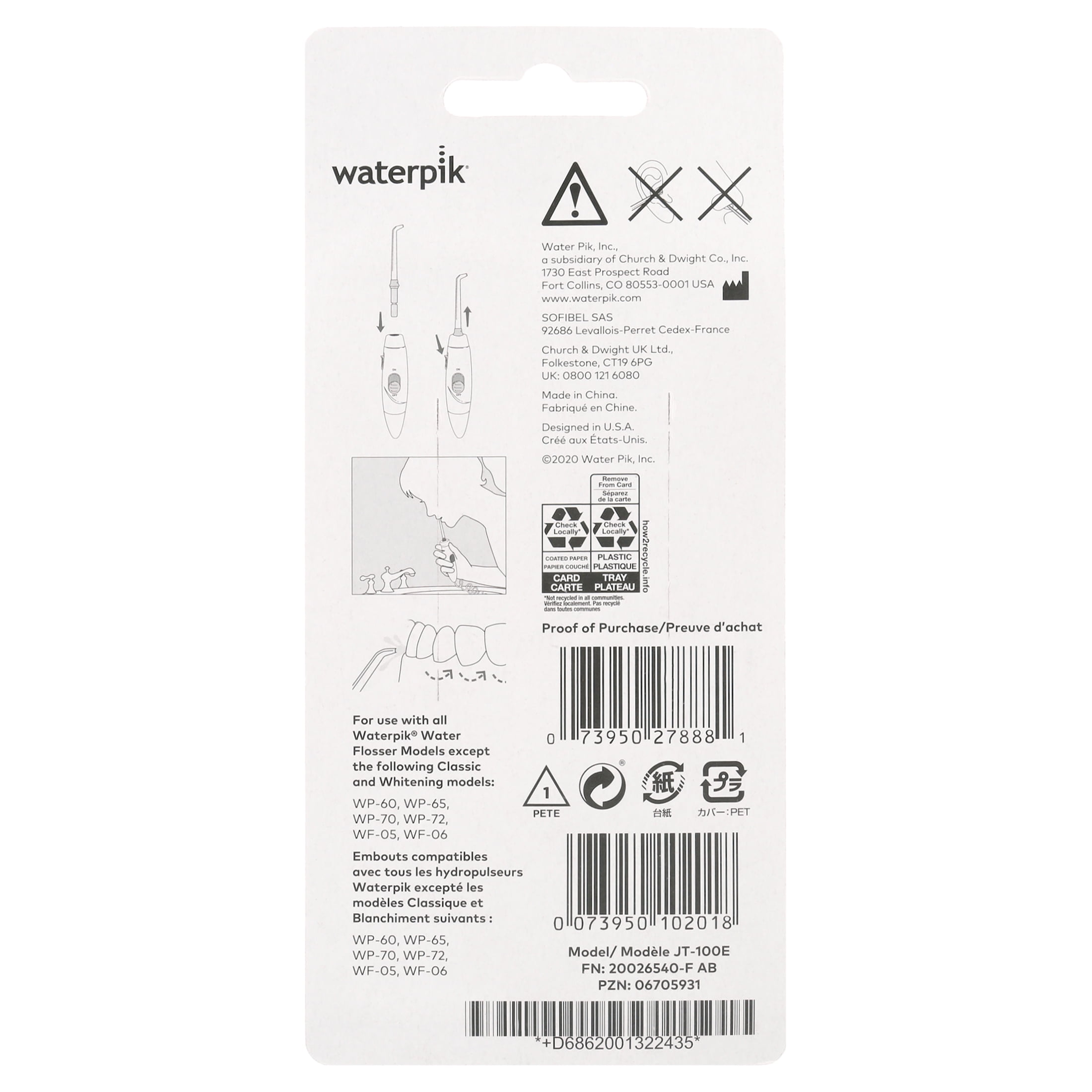 Waterpik Replacement Precision Tip Attachment JT-100E, 2 count