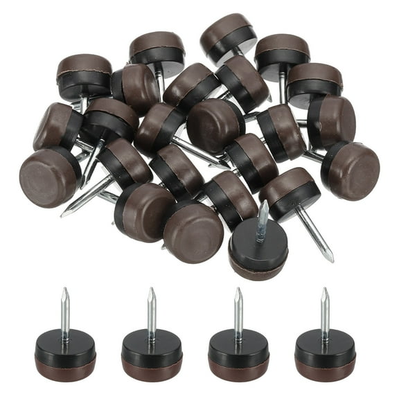0.6" Dia Chair Slides, 24 Pcs Nail on Furniture Glides for Wooden Furniture, Table Feet, Carpet and Hardwood, Brown