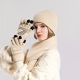 thumbnail image 4 of 3pcs/set  Men‘s Hat Gloves Scarf Set  Men‘s Winter Warm Knit Hat  Riding Ear Protection Beanie Hat,Grey, 4 of 10