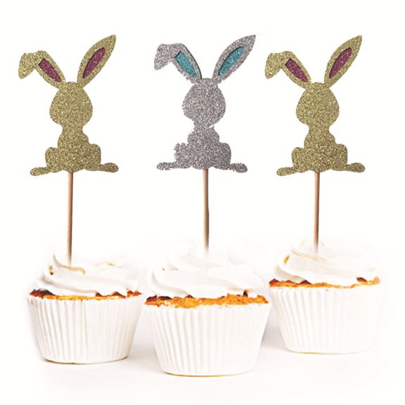Assorted Color Rabbit Cupcake Picks Made of Paper for Easter Decoration and Party Favors 48 Pieces