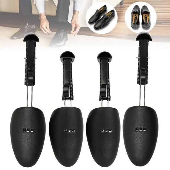 Rongsi 2 Pairs Plastic Adjustable Length Men Shoe Tree Shoe Stretcher Boot Holder Organizers Boot Holder Support Practical Shoes Shape Keeper with Tension Spring Coil for Men's (US 6- 11) Black