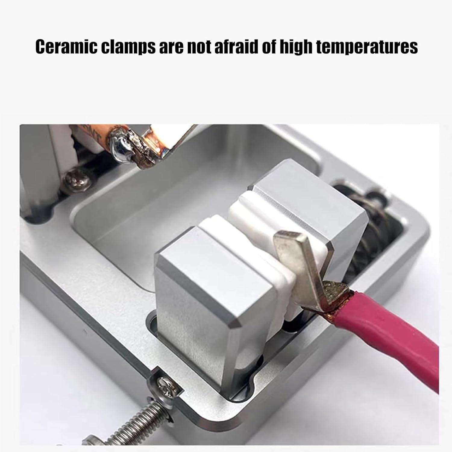 Heavy Duty Aluminum Welding Clamp, Soldering Fixture Bracket with Ceramic Jaw for Electronics Repair DIY(Silvery)