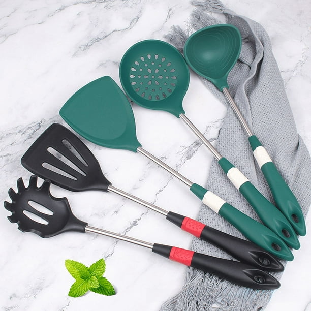 Utensilios de cocina de silicona 304 acero inoxidable Espátula de silicona Espátula de silicona 5 piezas traje