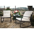 thumbnail image 5 of SUNCROWN 3 Piece Outdoor Rocking Bistro Set Black Wicker Furniture Porch Chairs Conversation Sets with Glass Coffee Table, Beige, 5 of 17