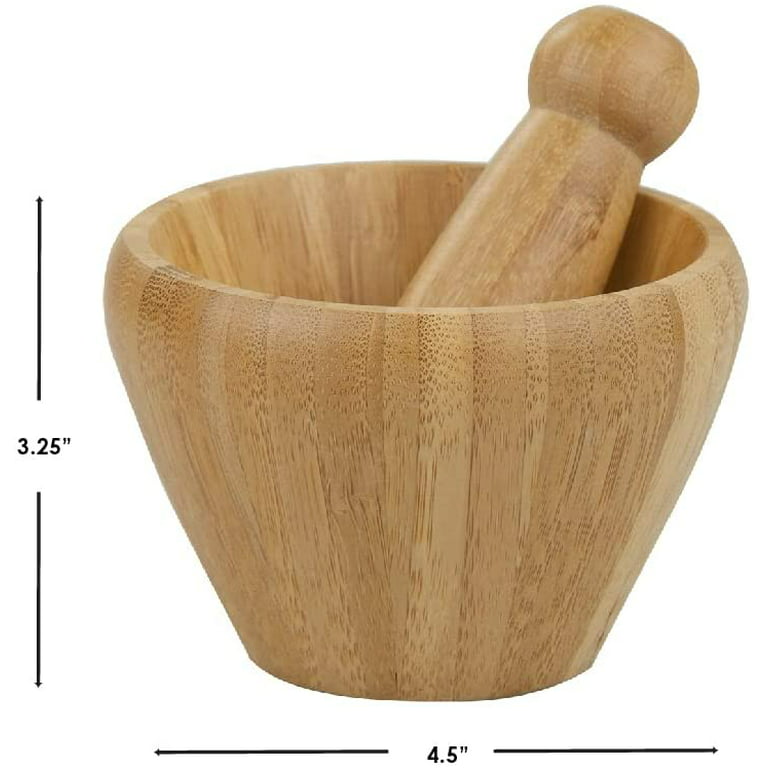 Mortar and Pestle Set with Bamboo Base 1.5 Cup / Black