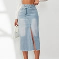 thumbnail image 4 of Jean Skirt For Women Denim Skirt With Pockets Mid High Waist Stretchy Bodycon Midi Skirts Skirt Extender plus Size Pleated Skirt Workout Skirt Plaid Mini Skirts for Women Petite Skirts for Women Hot, 4 of 8