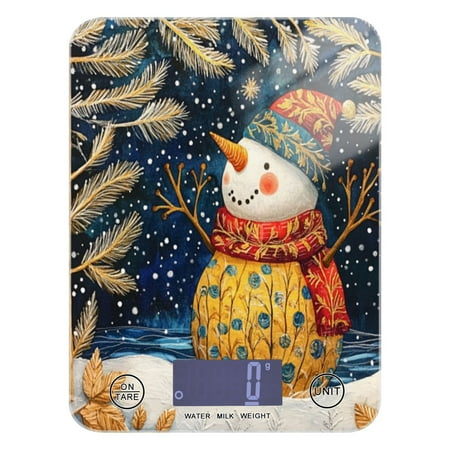 

Kitchen Electronic Scale Food Scale 7.68x5.71 inch Multifunctional Digital Kitchen Scale Tempered Glass Decorative Baking Cooking Meal Preparation Yellow Christmas Snowman