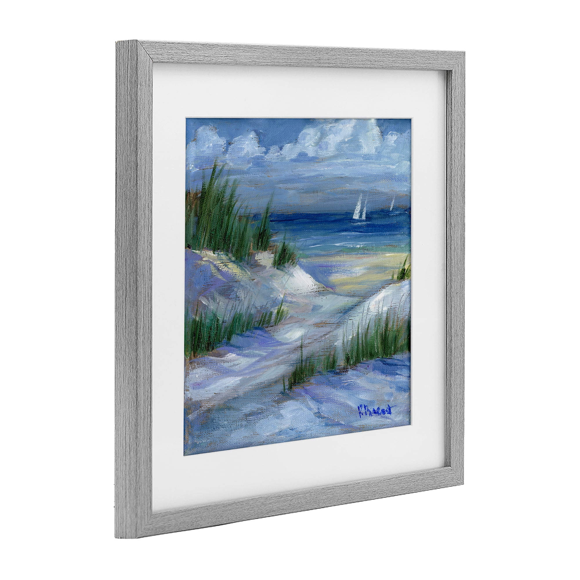 Stupell Industries Crooked Island Dunes & Sailboats Gray Framed Print Under Glass, design by Paul Brent