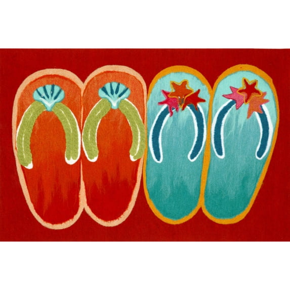 Liora Manne Illusions Flip Flop Ombre Indoor/Outdoor Mat Red 19.5"X29.5"