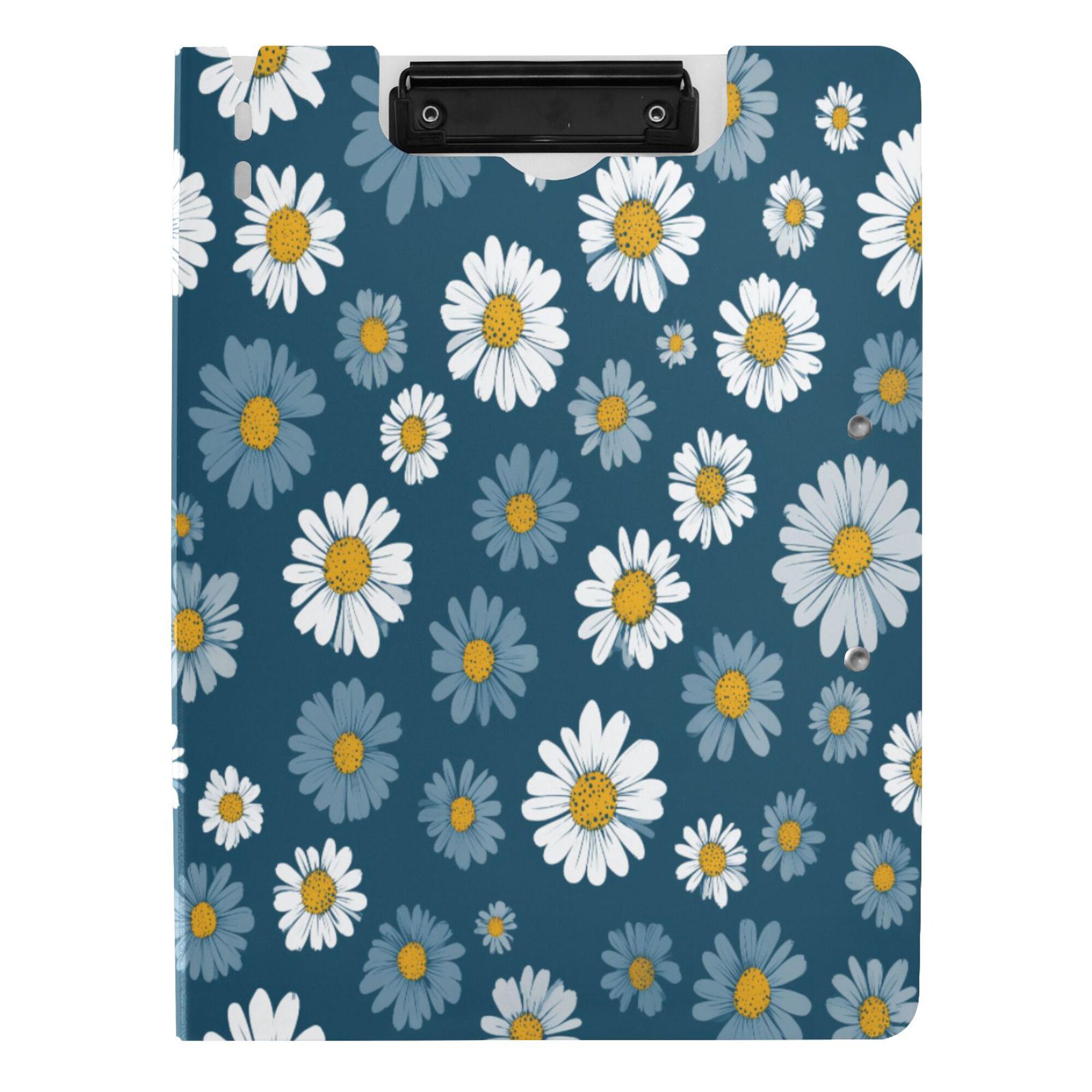 FORMRS A4 Clipboard Folder with Pen Holder Horizontal Foldable School Office Binder, Green Daisy Pattern