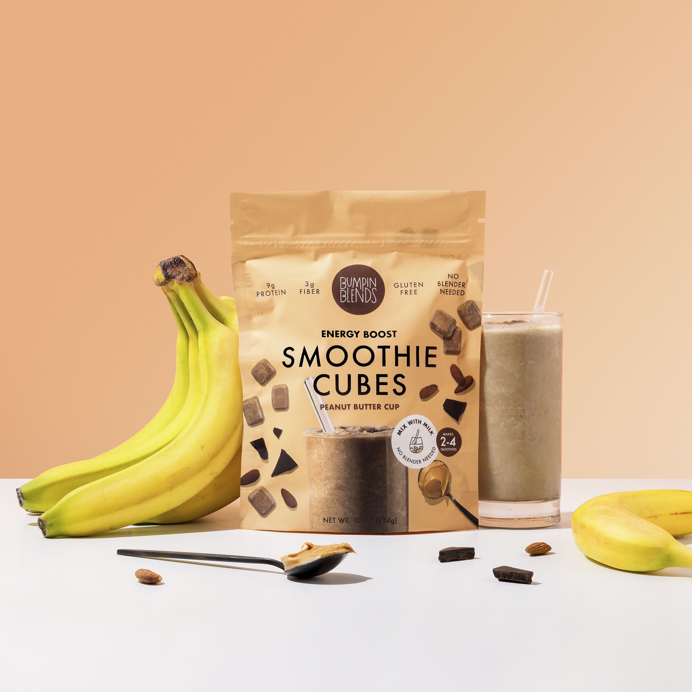 Bumpin Blends, Smoothie, Energy Boost, Peanut Butter Cup, 10 oz, 2-4 Servings