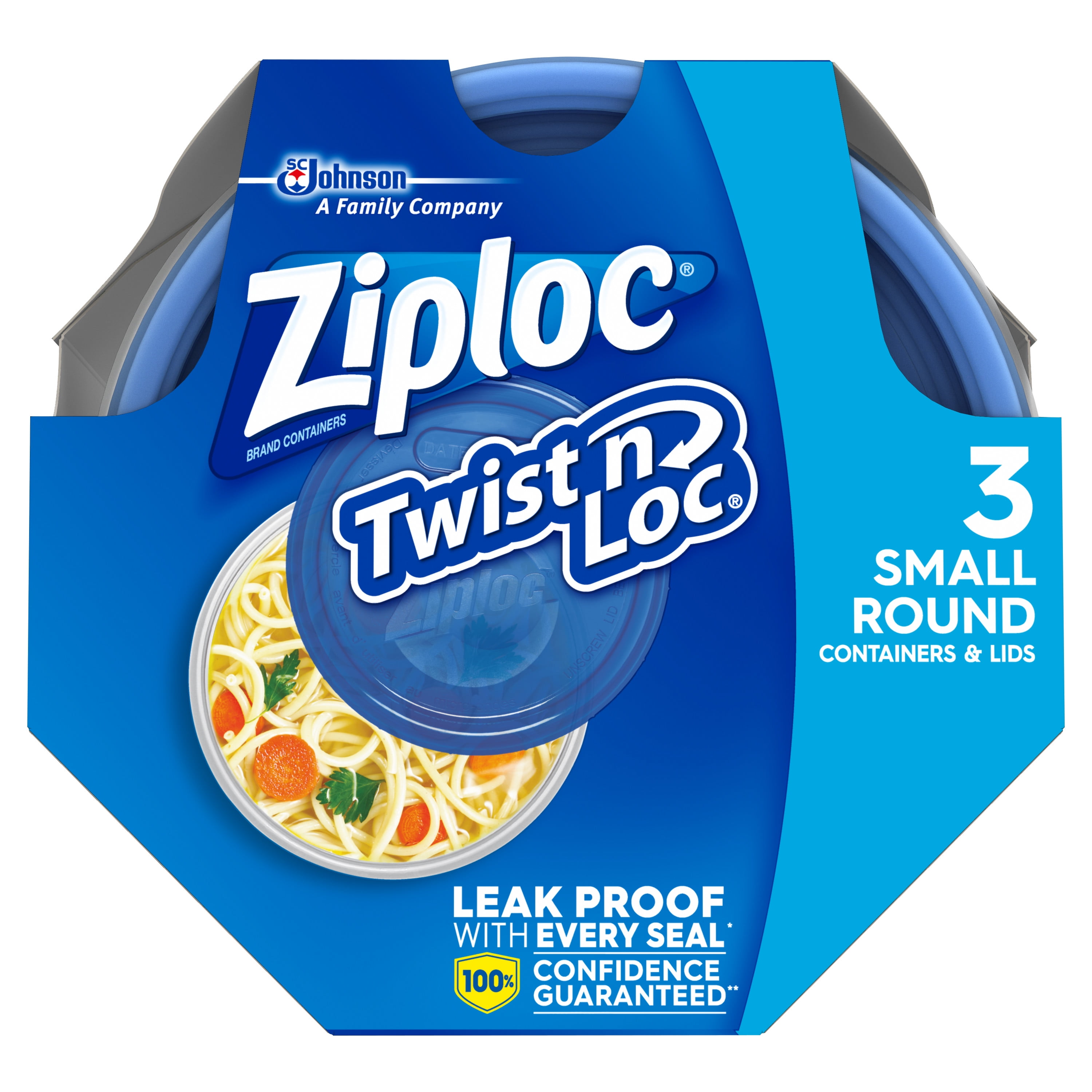 Ziploc, Twist N Loc Food Storage Meal Prep Containers, Small Round, 3 Count