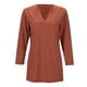 thumbnail image 5 of Camiseta de mujer con cuello en V y manga 3/4 - Cintura con cordón, suave y transpirable, informal de primavera, fácil de cuidar, 5 of 6