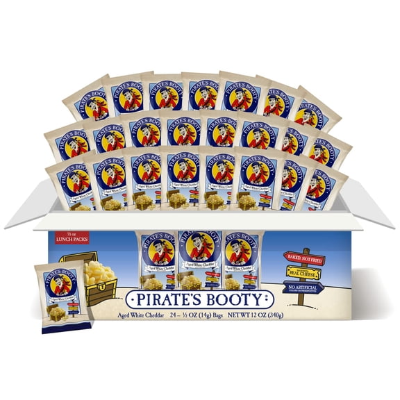 Pirate's Booty Baked Puffs, Aged White Cheddar, 0.5 Oz, 24 Count