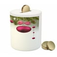 thumbnail image 3 of Christmas Piggy Bank, Vivid Fir Twigs and Magenta Balls Framework Special Day Preparation, Ceramic Coin Bank Money Box for Cash Saving, 3.6" X 3.2", Magenta Olive Green Grey, by Ambesonne, 3 of 4