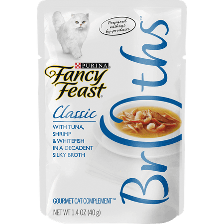 UPC: 0050000963744 | (16 Pack) Fancy Feast Limited Ingredient Wet Cat Food Complement Broths With Tuna Shrimp & Whitefish 1.4 oz. Pouches