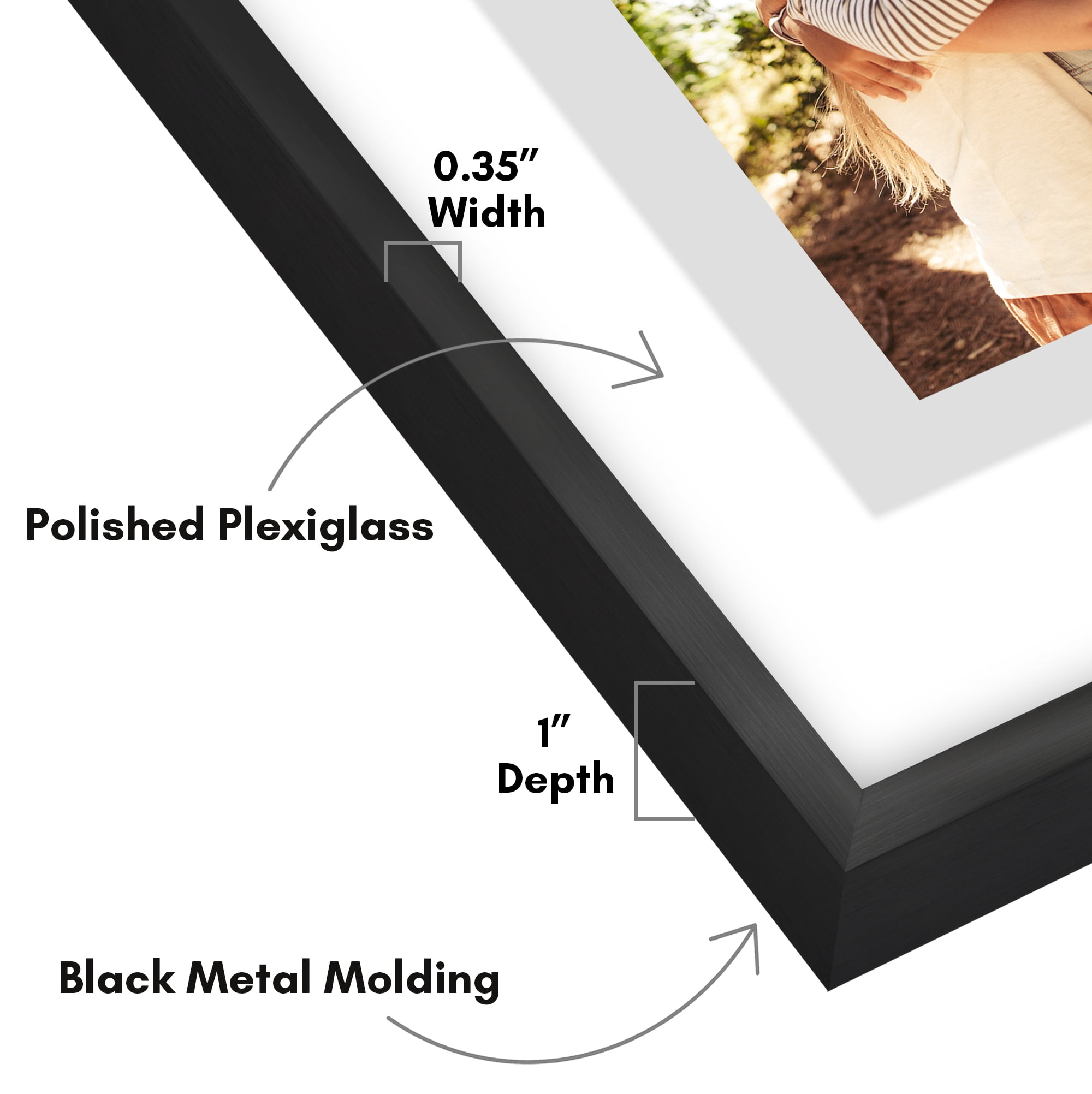 Americanflat 8x10 Picture Frame with Shatter-Resistant Glass 2 Pack Aluminum Floating Display Photo - Black