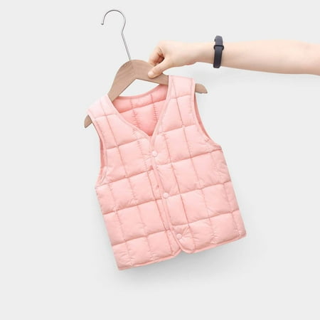 

XMMSWDLA Sales Clearance Baby Outerwear Infant Baby Boys Girls Autumn Winter Button Cardigan Vest Down Cotton Vest Inner And Outer Wear Coat Tops Outwear Lamb Fleece Vest Double-sided