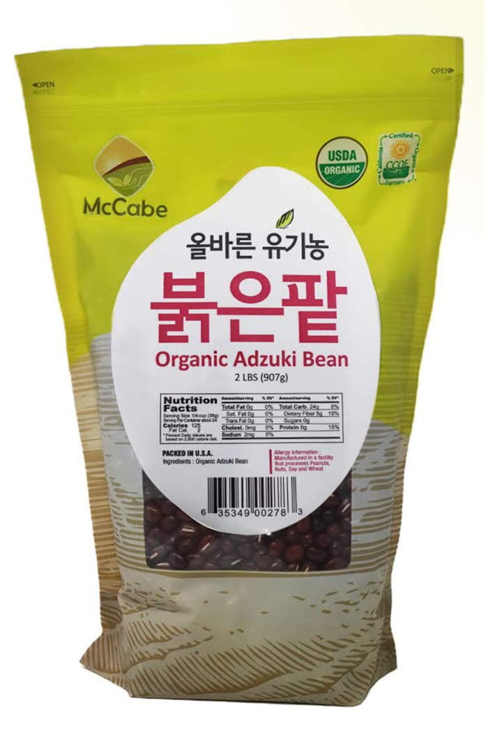 McCabe Organic Adzuki Bean, 2 lb (32oz), USDA Certified Organic, Packed in USA