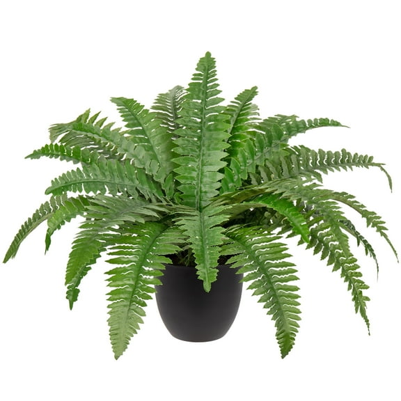 MixMart Artificial Fern Potted Plant Faux Boston Fake Fern Bush Plant in Pot Office Living Room Home Decor for Outdoors & Indoor